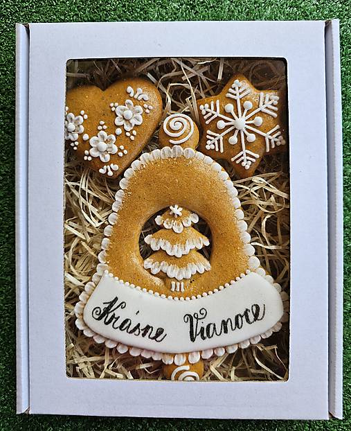 Dekorácie - Vianočná krabička s medovníkmi - 17652574_