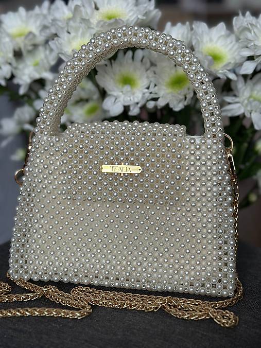 Kabelky - Korálková kabelka CLASSY - perlová - 17653270_