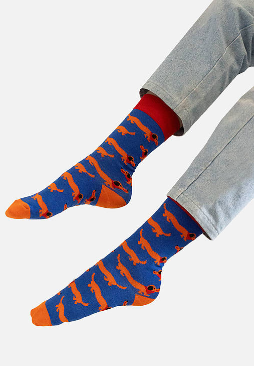 Ponožky, pančuchy, obuv - Jazvečíky autorské ponožky z organickej bavlny Kabak - 17652232_