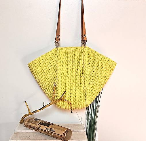 Kabelky - Háčkovaný taškokôš Sunny natur - 17654903_