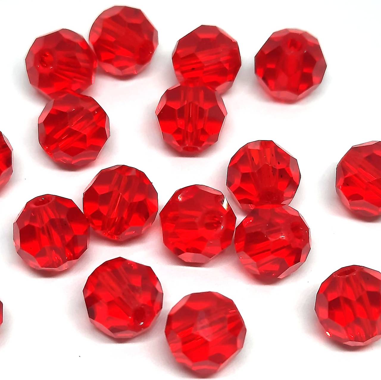 Sklenené brúsené korálky 8mm-1ks (červená)
