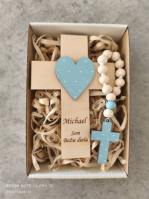 Dekorácie - Darček na krst  Set krížik a ruženec Som Božie dieťa  - 17655179_