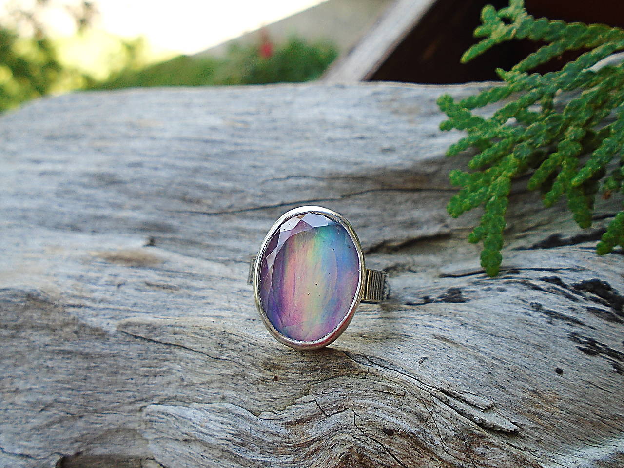 Strieborny prsteň Ag925  Aurora opál