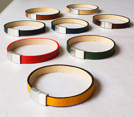 Náramky - Kožený náramok so strieborným zapínaním (tenký) - 17654730_