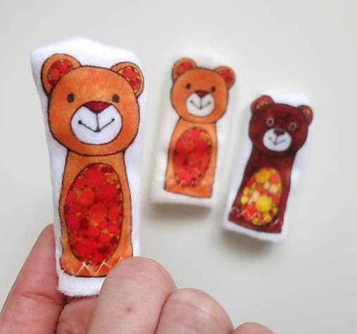 MINI pršteková maňuška - sada lesné zvieratká II (macko)