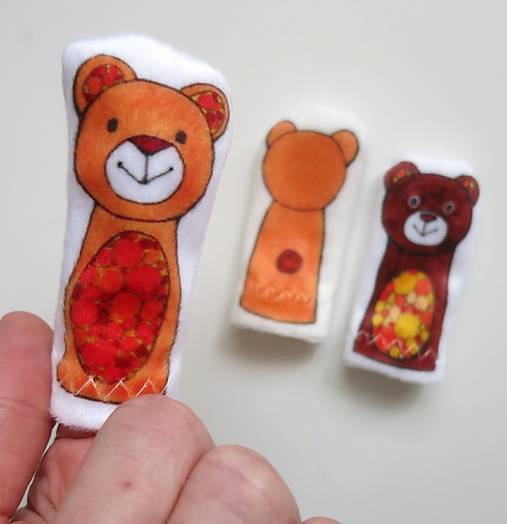 MINI pršteková maňuška - sada lesné zvieratká II (macko)