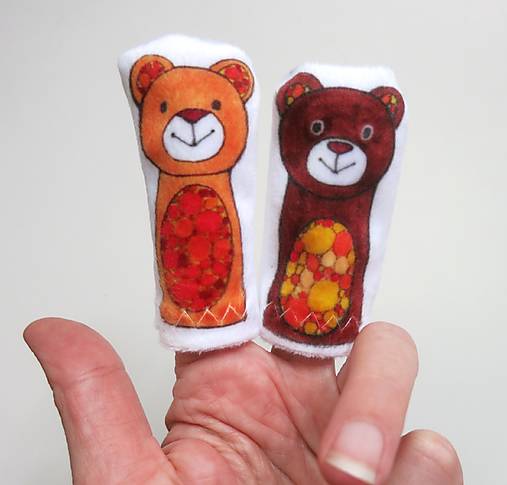 MINI pršteková maňuška - sada lesné zvieratká II (macko)