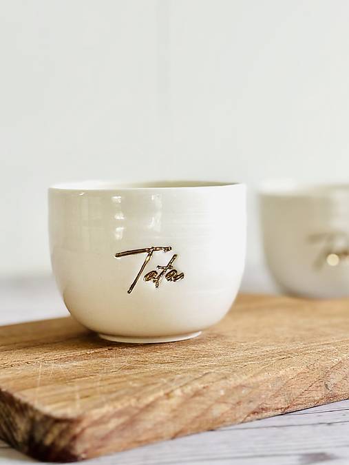 Zlato v slove - pohárik cappuccino porcelán tata (200ml, bez uška)