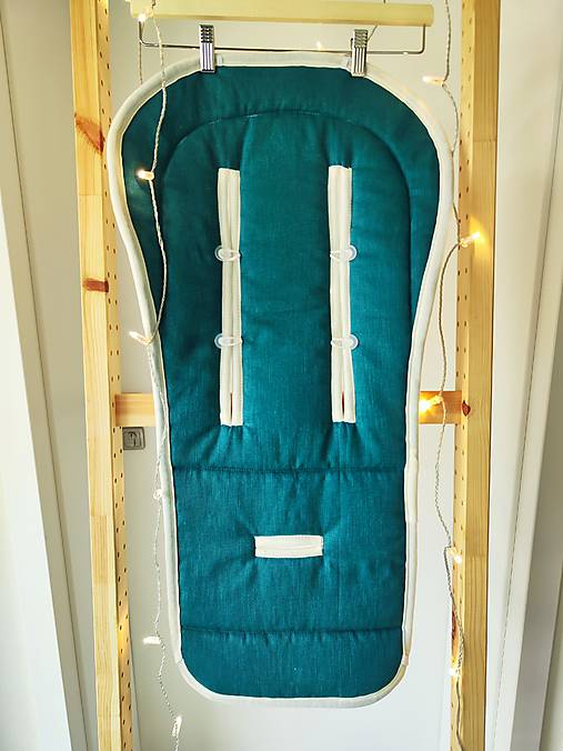 Detský textil - Podložka do kočíka CYBEX Balios S proti poteniu 100 % merino top super wash Natural  Ľan petrol Green - 17660750_
