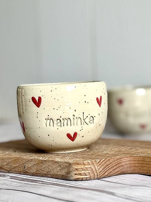 Nádoby - Dotty Love - cappuccino pohárik maminka (200ml, bez uška) - 17659206_