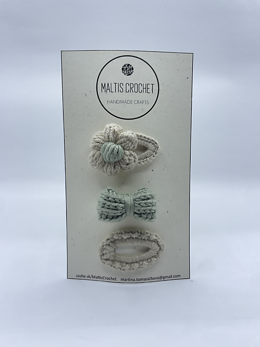 Detské doplnky - Háčkovaný ,,mini" set sponiek - 17660627_