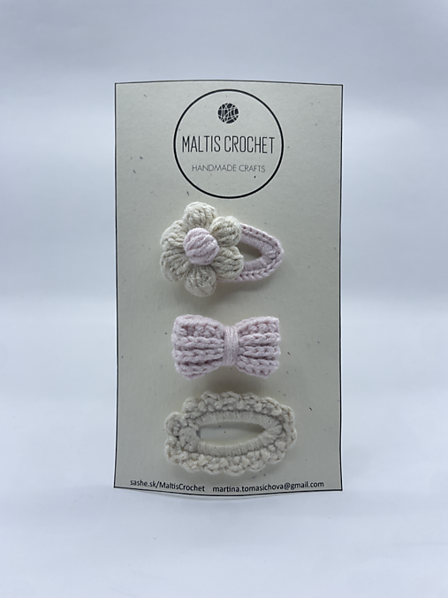 Detské doplnky - Háčkovaný ,,mini" set sponiek - 17660659_