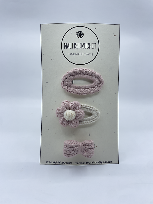 Detské doplnky - Háčkovaný ,,mini" set sponiek - 17660689_