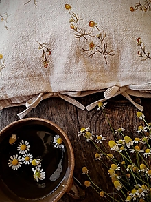 Úžitkový textil - Vankúš kamilky ľan - 17663018_