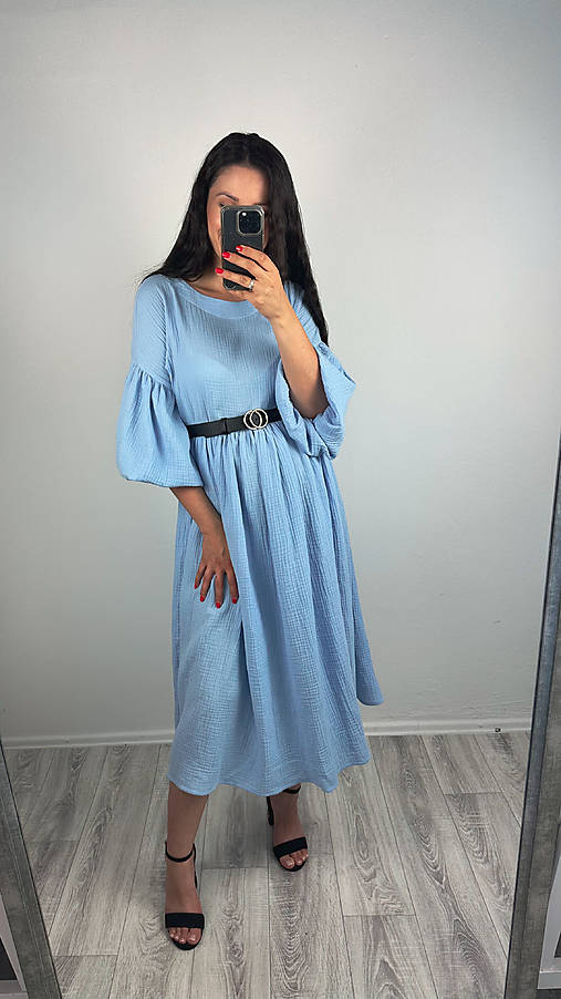 Šaty - Dámske oversize mušelínové šaty - 17662278_