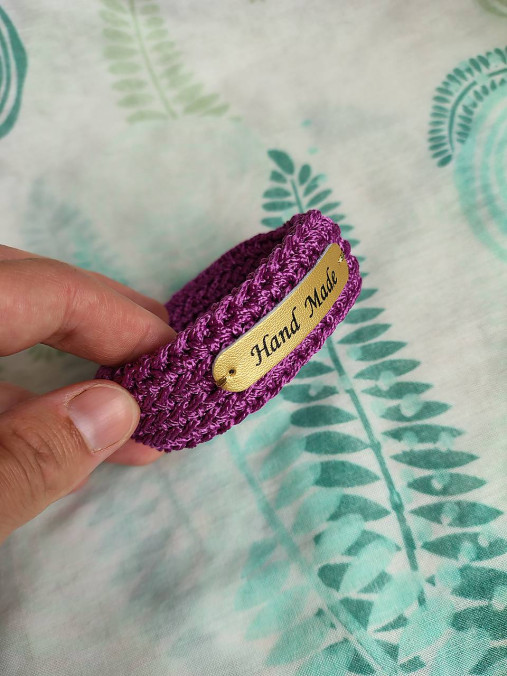 Náramky - Háčkovaný náramok vlnky (Fialová) - 17662704_