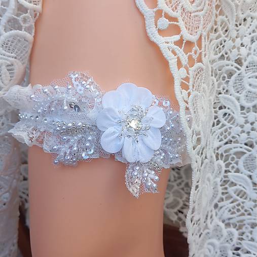 Spodná bielizeň - Flower Lace... svatební podvazek - 17665023_