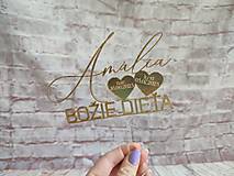 Dekorácie - Zápich do torty na krst s menom (Meno, dátumy, Božie dieťa) - 17665735_