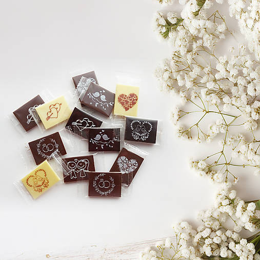 Darčeky pre svadobčanov - Mini svadobné čokoládky  - 17664083_