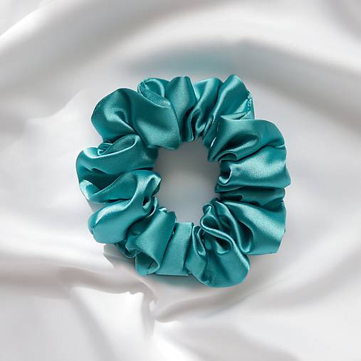 Ozdoby do vlasov - Saténová scrunchie | CLASSIC (Azúrová) - 17663994_
