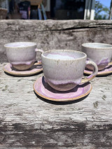 Nádoby - Cappuccino šálka (lila) kamenina - 17665638_