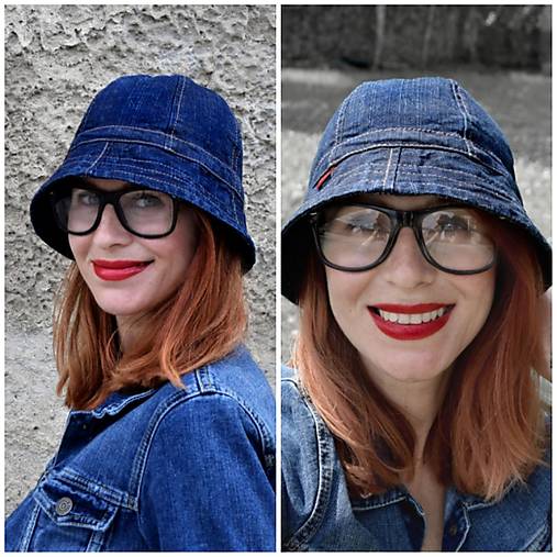 Čiapky, čelenky, klobúky - riflový unisex klobouk Pampalíny 54/55cm - 17667286_