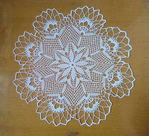 Úžitkový textil - Ručne háčkovaná dečka H88 okrúhla biela priemeru 40cm - 17666259_