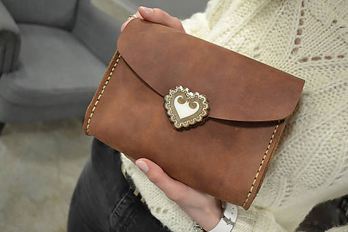 Celokožená kabelka Zuzička  (Hnedá s popruhom)