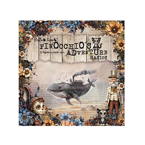 Papier - Bella Luna Scrapbook papier 8x8 Pinocchio´s Adventure basics - 17669191_