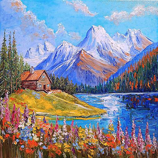 Obrazy - Domček v horách - 17670007_