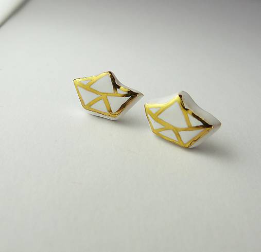 Náušnice - TANA hand made jewellery - keramika/zlato - 17669501_