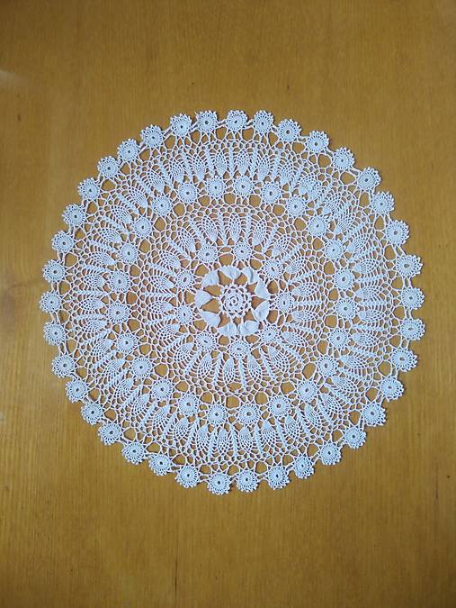 Úžitkový textil - Ručne háčkovaná dečka H89 okrúhla biela priemeru 25cm - 17668562_
