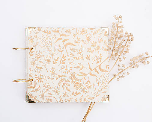 Papiernictvo - Svadobná kniha hostí "Goldish Leaves" - 17669022_