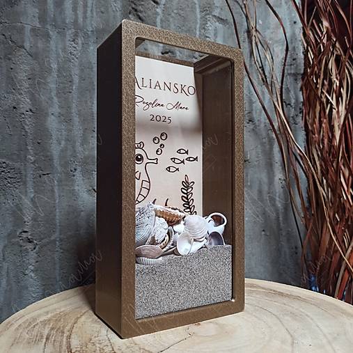 Dekorácie - Krabička na piesok a mušle - DOVOLENKOVÉ spomienky - 17668405_