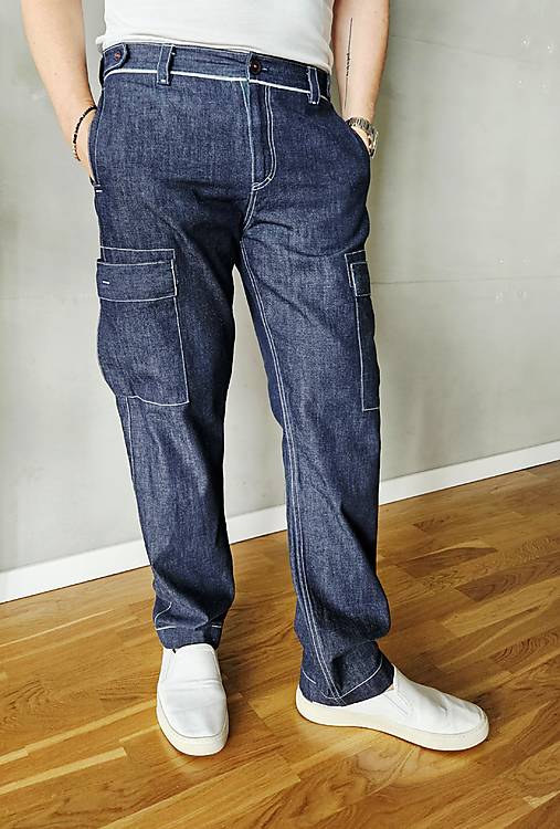 Pánske oblečenie - CARGO selvedge jeans - 17669481_