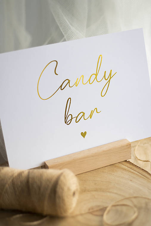 Papiernictvo - Candy bar - info kartička A5 ZLATÁ, písané II. - 17671001_