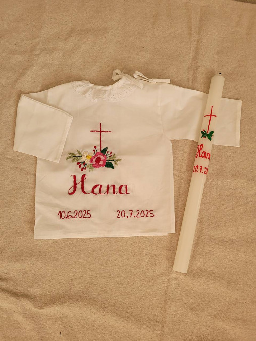 Detský textil - Krstová košieľka so sviečkou  - 17670192_