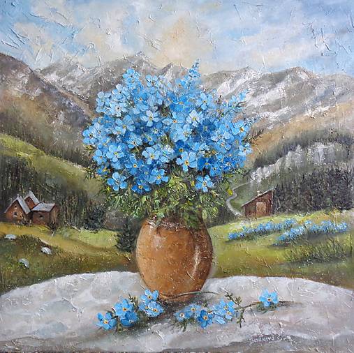 Obrazy - Nezábudka alpínska - 17674169_