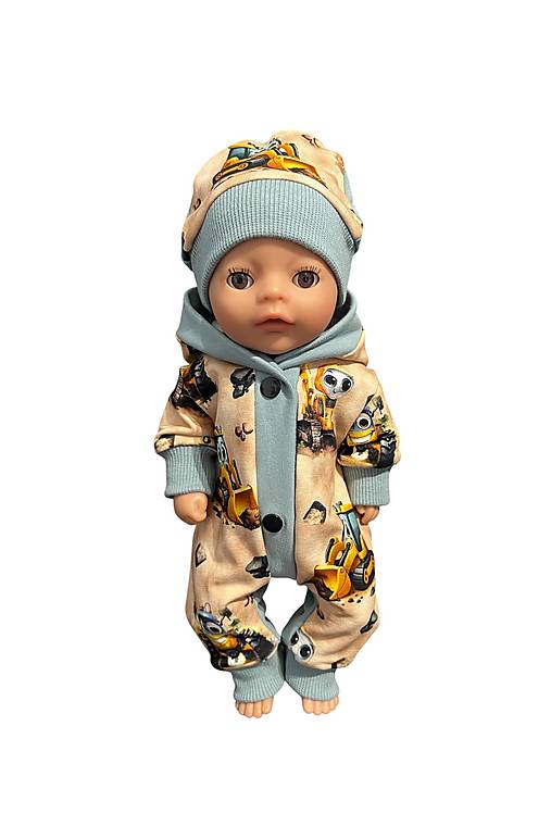 Hračky - Overal s čiapočkou pre bábiku BABY BORN - 36 cm, bager - 17672694_