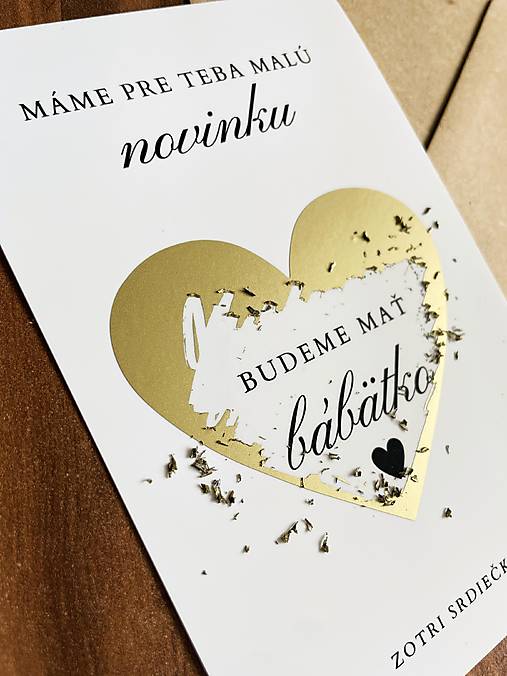 Papiernictvo - Stierací los – Ako oznámiť tehotenstvo – zlaté - 17674978_