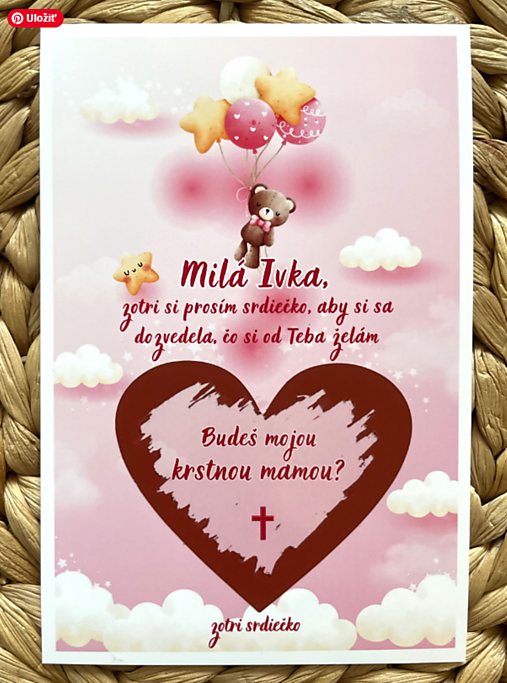Papiernictvo - BUDEŠ MOJOU KRSTNOU MAMOU? ružová - 17674996_