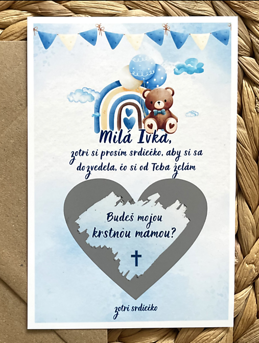 Papiernictvo - BUDEŠ MOJOU KRSTNOU MAMOU? modrá - 17675003_
