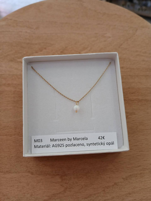 náhrdelník M03 - pozlátené striebro AG925 - syntetický opál (1)