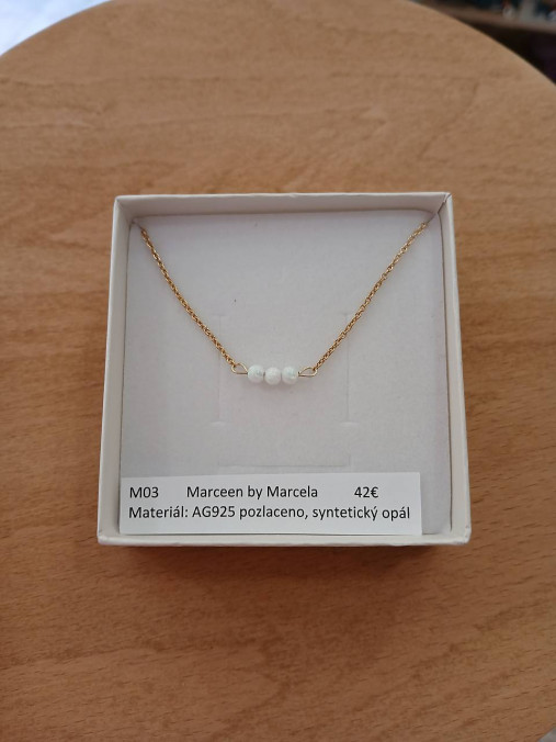 náhrdelník M03 - pozlátené striebro AG925 - syntetický opál (2)
