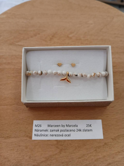 M26 - sada náušnice+náramok - pozlátené 24k zlatom (1)