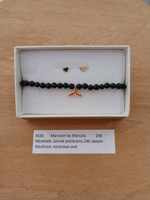 M26 - sada náušnice+náramok - pozlátené 24k zlatom (4)