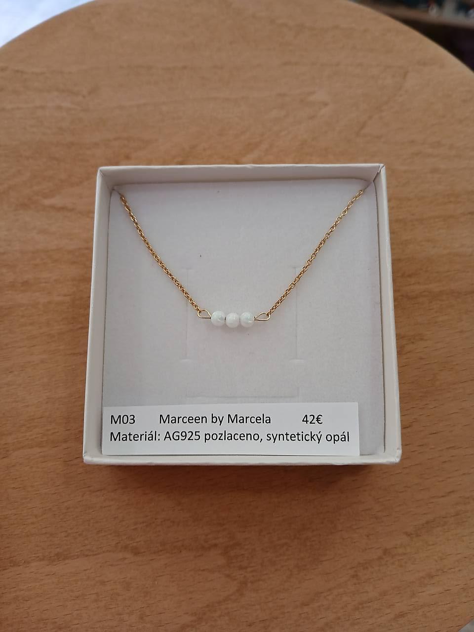 náhrdelník M03 - pozlátené striebro AG925 - syntetický opál (2)