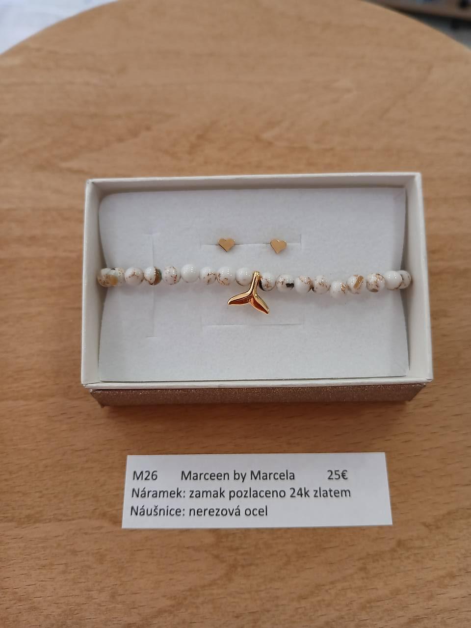 M26 - sada náušnice+náramok - pozlátené 24k zlatom (1)