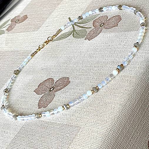 Luxury Opalite Labradorite Necklace Stainless Steel / Náhrdelník opalit, labradorit, oceľ E006