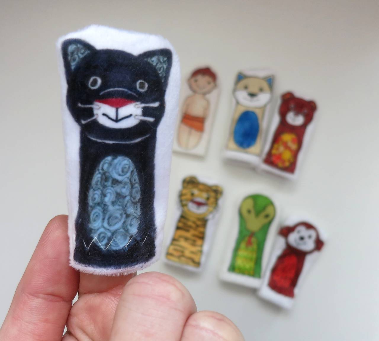 MINI pršteková maňuška - sada Mauglí, Kniha džungle (panter)